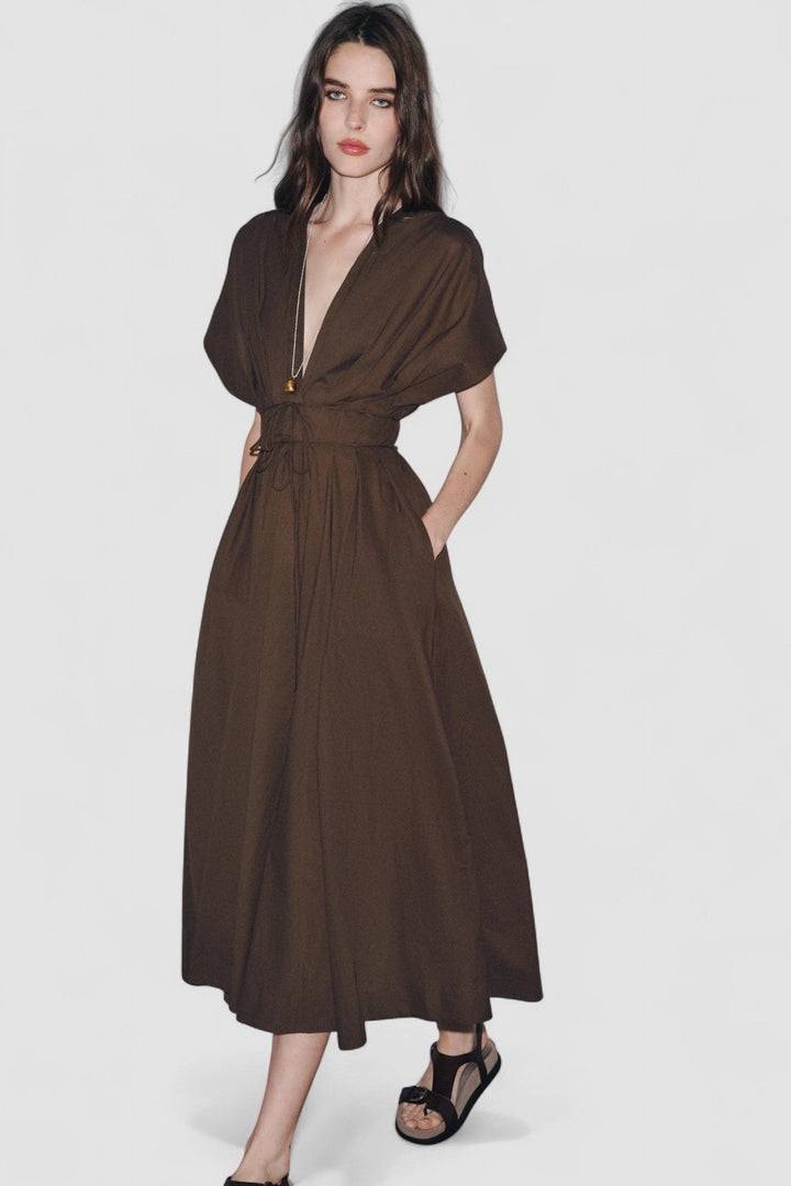 Freya – Elegancka Sukienka Midi Damska z Bawełny o Luźnym Kroju