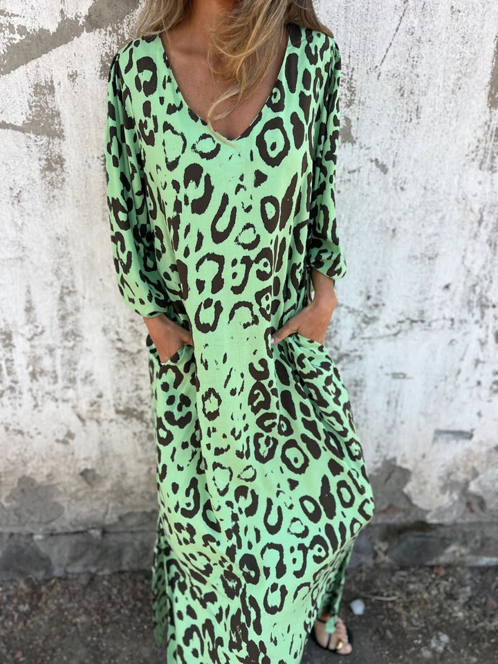 Fiona | Długa sukienka w print