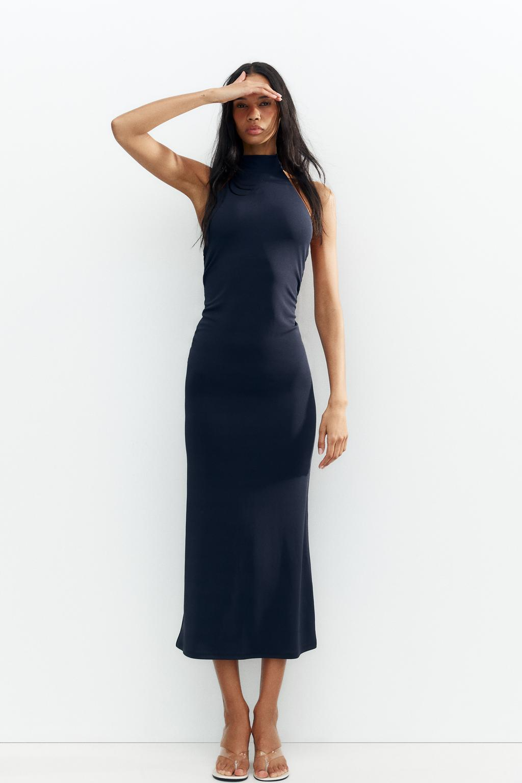 Serafina – Elegancka Sukienka Midi Damska Granatowa