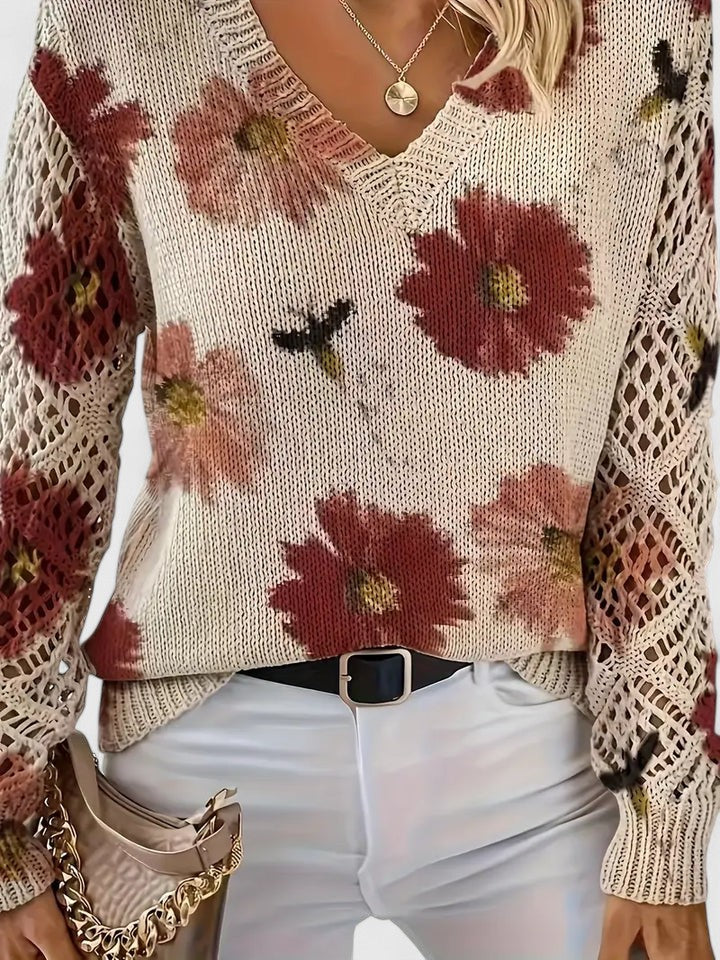 Nia | Elegancki Sweter Kwiatowy