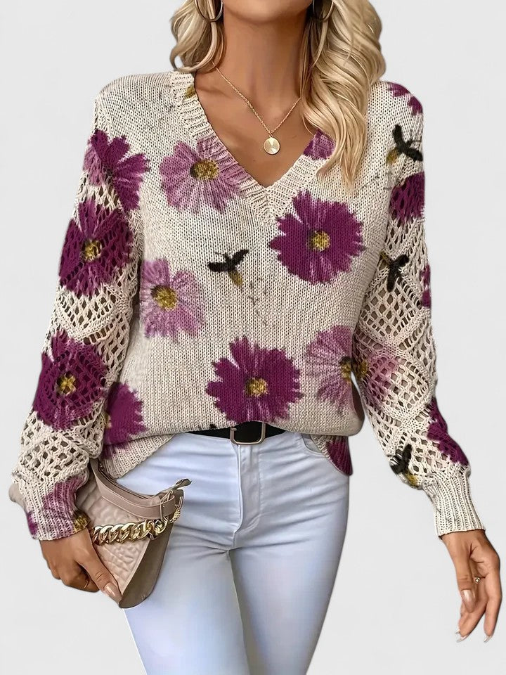 Nia | Elegancki Sweter Kwiatowy