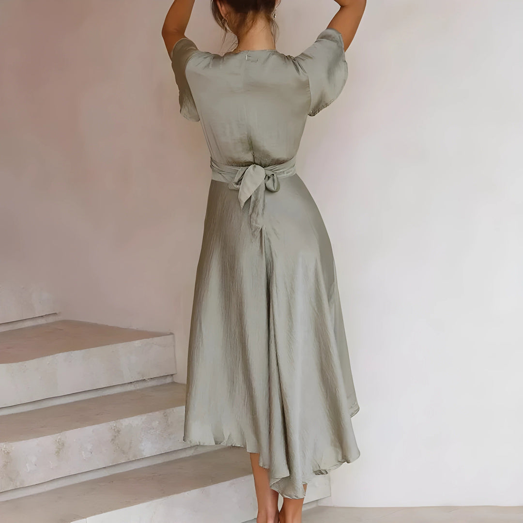 Elina™ | Sukienka midi z detalem w formie węzła