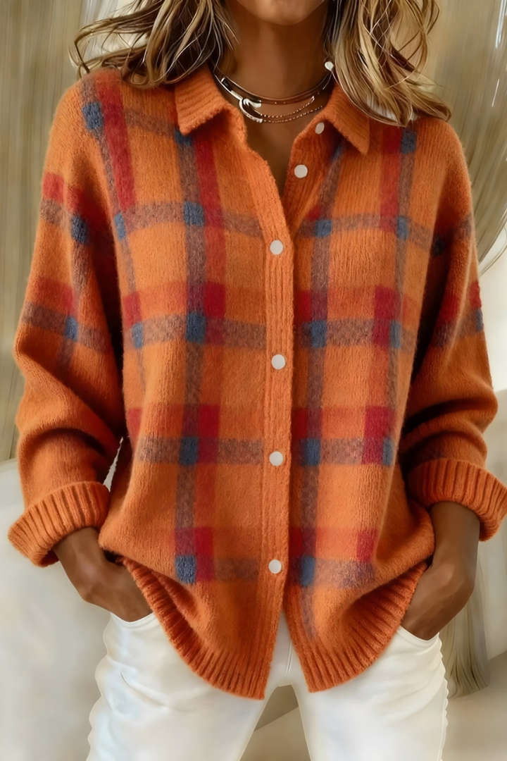 Anna™ | Sweter w Kratę z Miękkiej Dzianiny