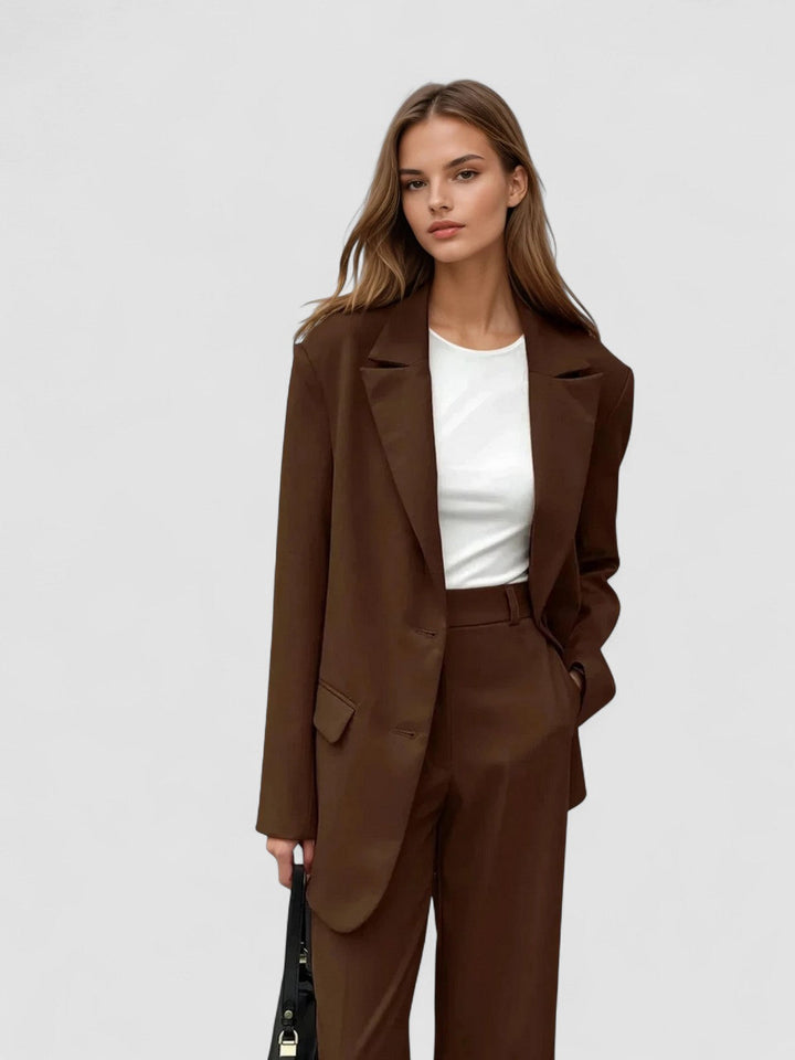 Vintage mocha blazer i szerokie spodnie