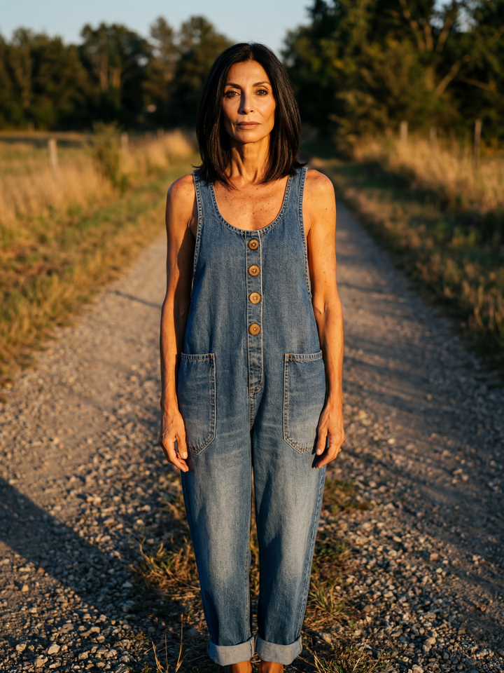 Daria | Casualna Kombinezon z Denimu z Guzikami