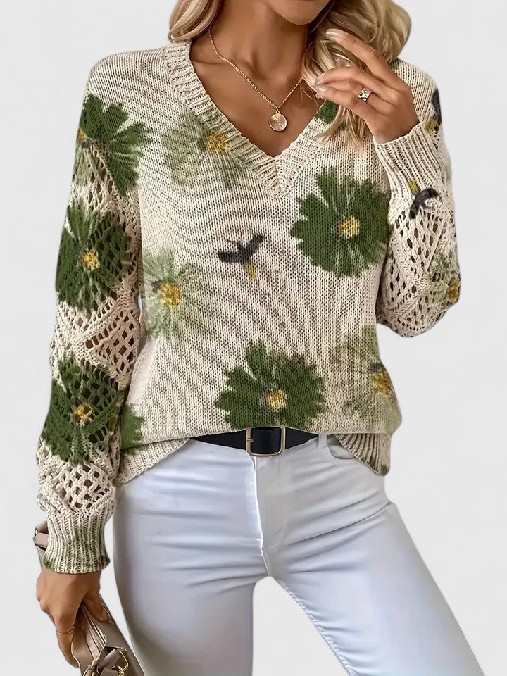 Nia | Elegancki Sweter Kwiatowy