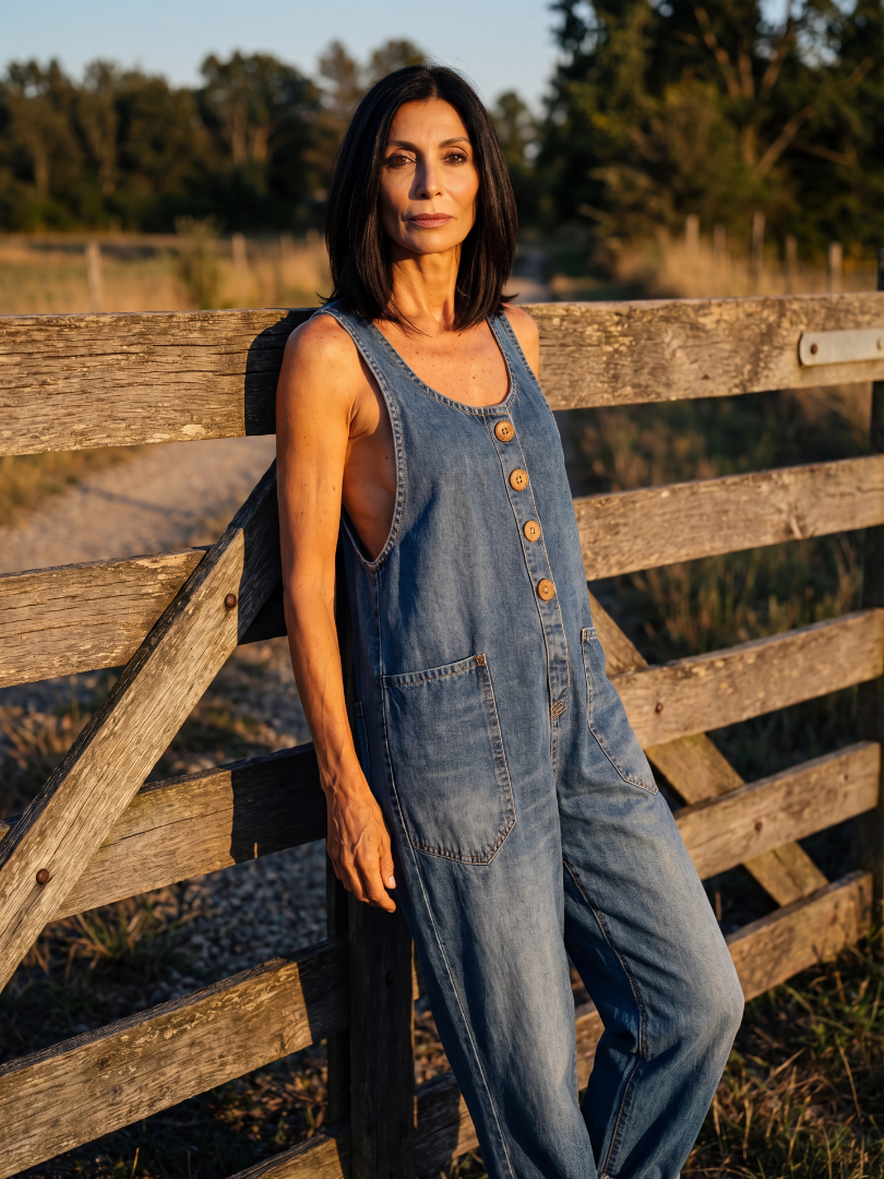 Daria | Casualna Kombinezon z Denimu z Guzikami