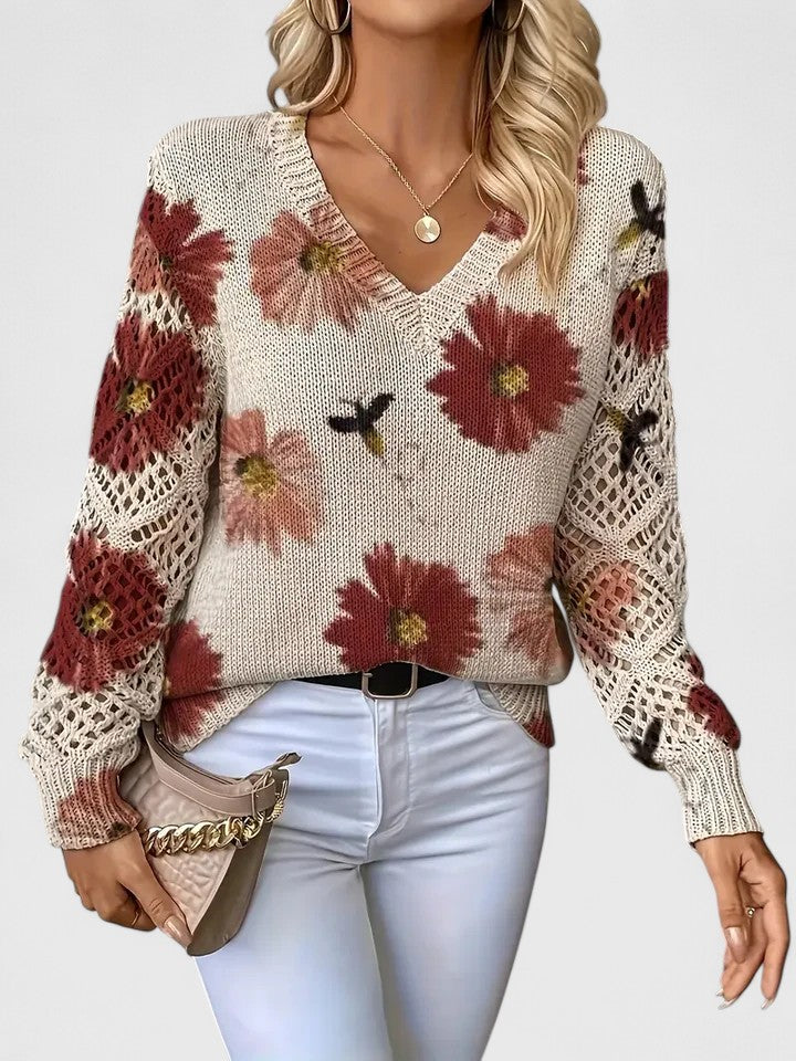 Nia | Elegancki Sweter Kwiatowy