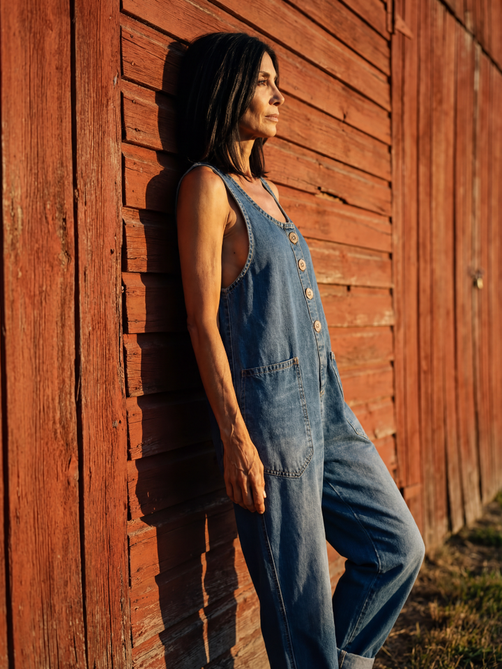 Daria | Casualna Kombinezon z Denimu z Guzikami