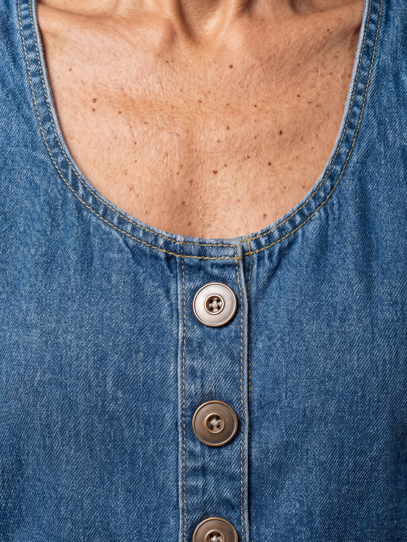 Daria | Casualna Kombinezon z Denimu z Guzikami