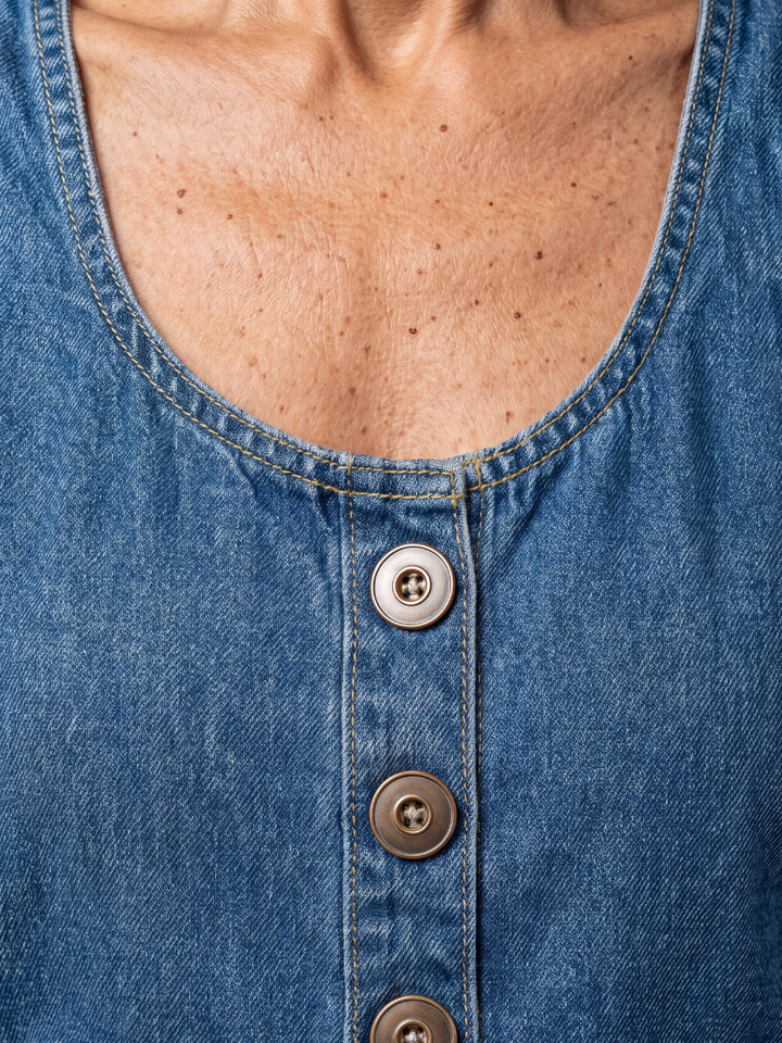 Daria | Casualna Kombinezon z Denimu z Guzikami