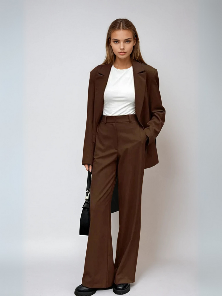 Vintage mocha blazer i szerokie spodnie