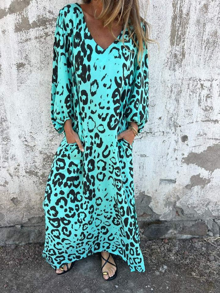Fiona | Długa sukienka w print