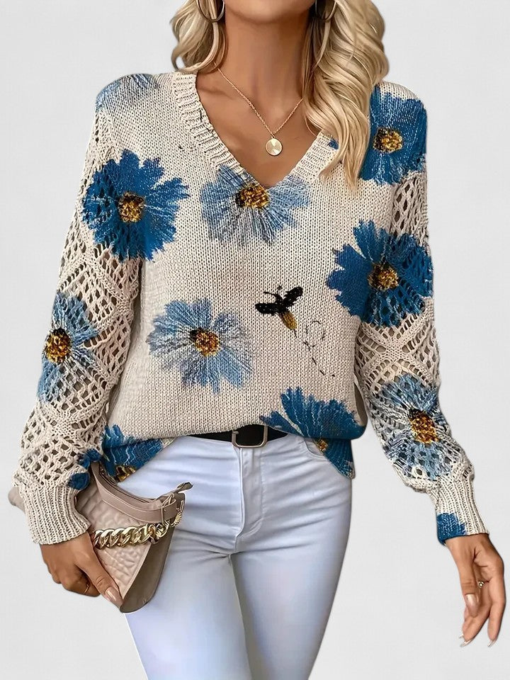 Nia | Elegancki Sweter Kwiatowy