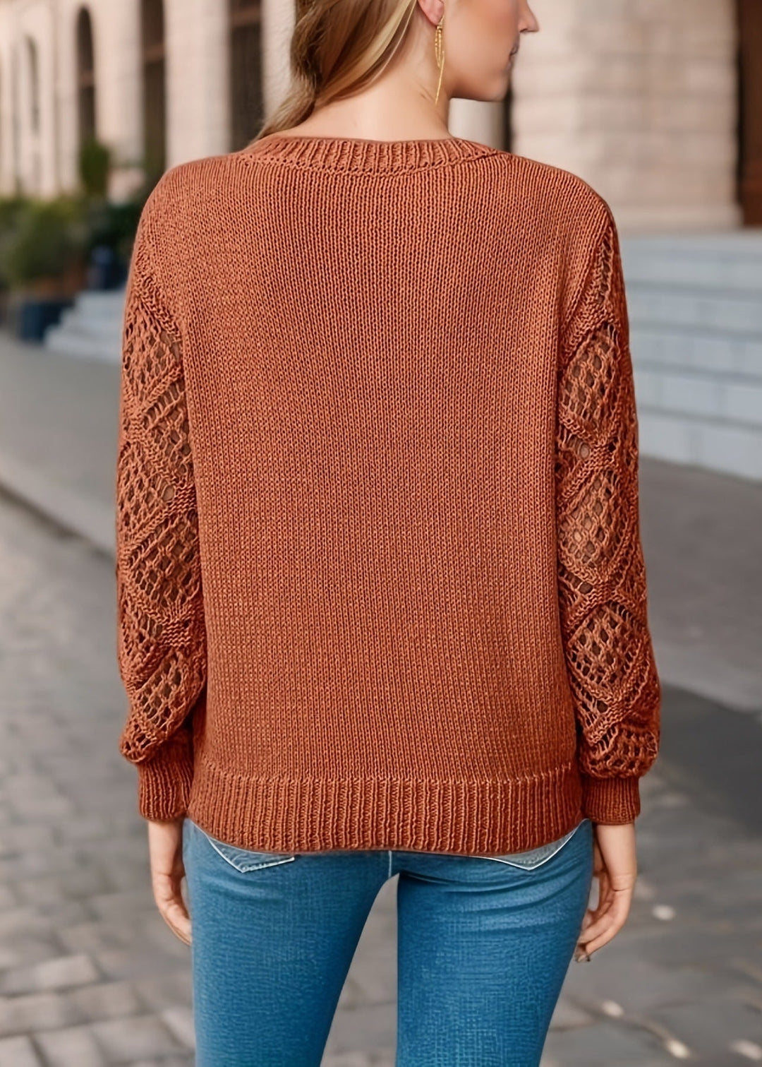 Sweter | Sweter Dzianinowy z Wycięciami