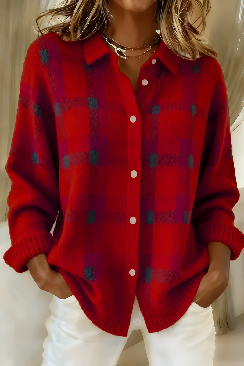 Anna™ | Sweter w Kratę z Miękkiej Dzianiny