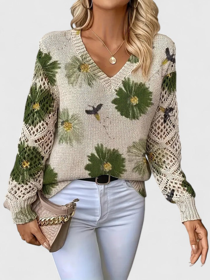 Nia | Elegancki Sweter Kwiatowy