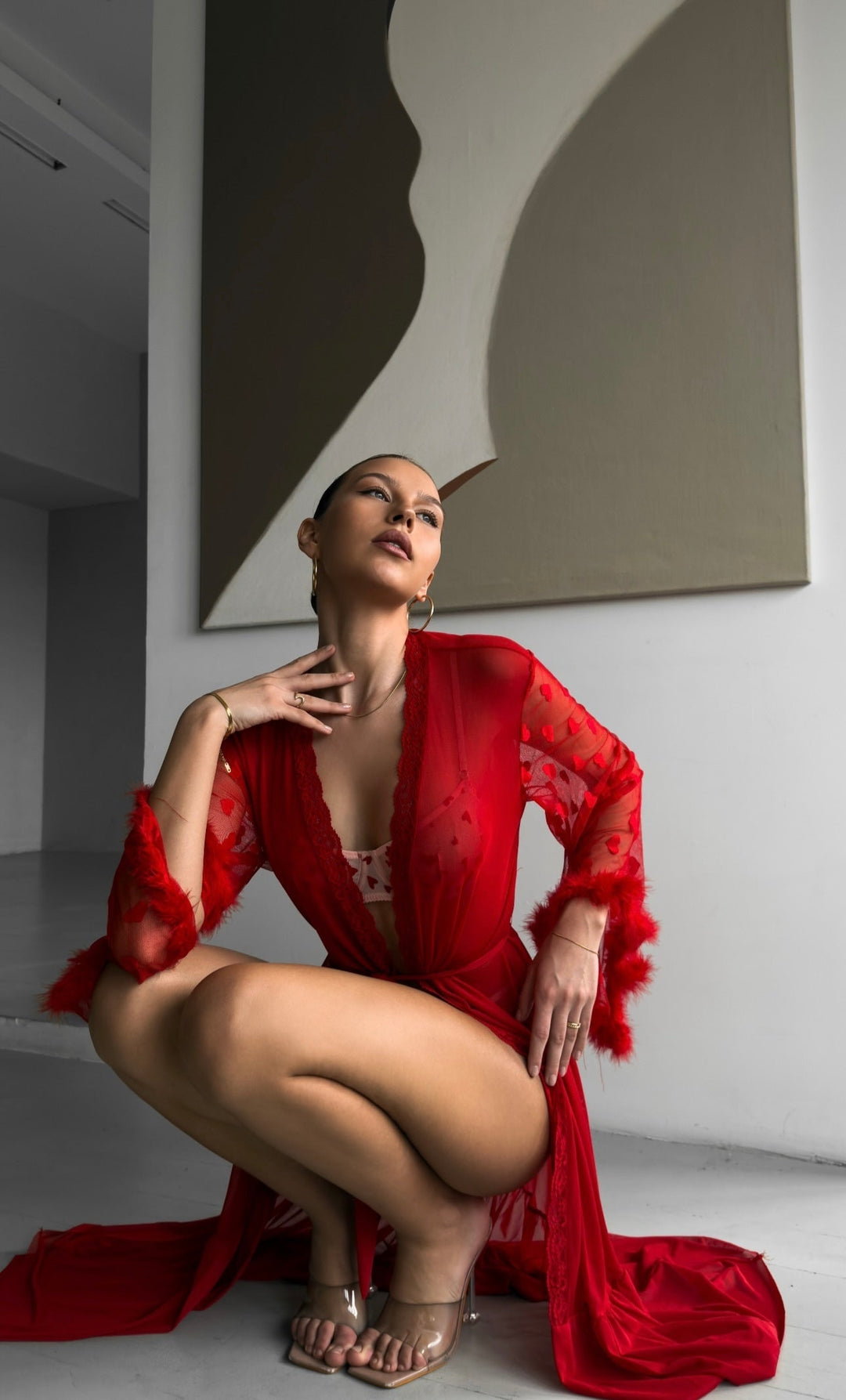 Keira™ | Kimono z Przezroczystej Koronki