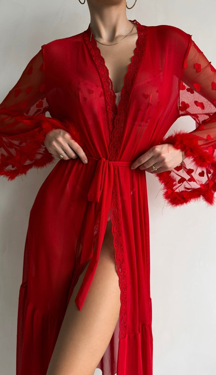 Keira™ | Kimono z Przezroczystej Koronki