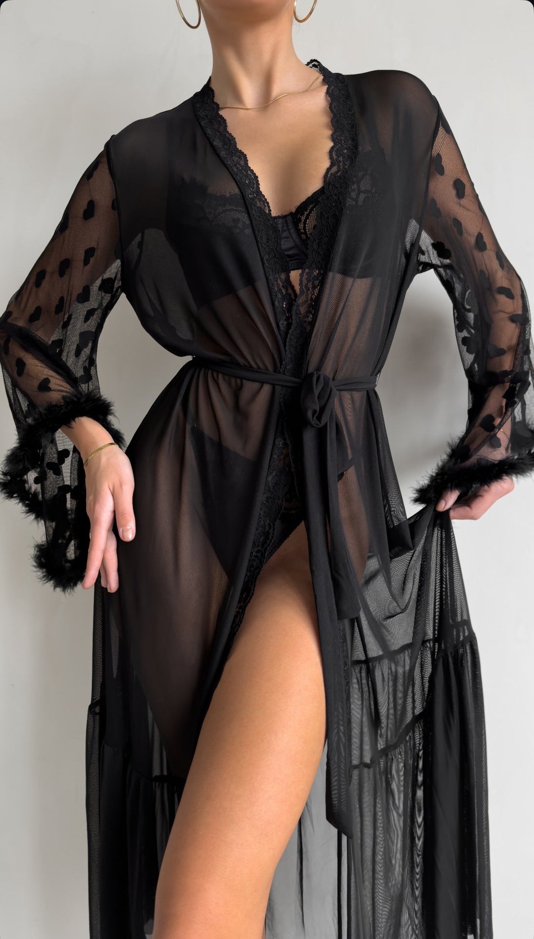 Keira™ | Kimono z Przezroczystej Koronki
