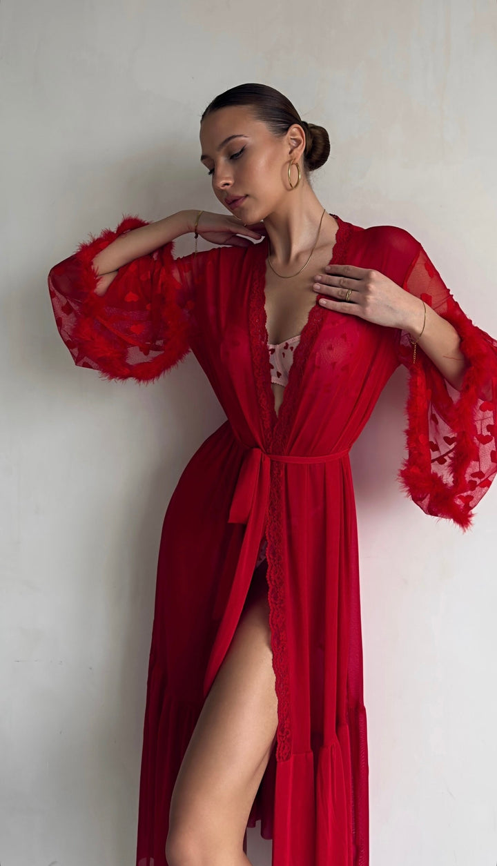 Keira™ | Kimono z Przezroczystej Koronki