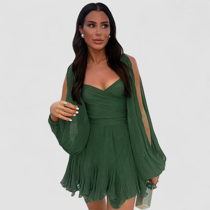 Mirela – Elegancka Mini Sukienka Damska z Dekoltem w Kształcie Serca
