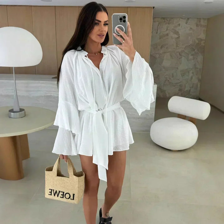 Dina™ | Luźna sukienka koszulowa z paskiem