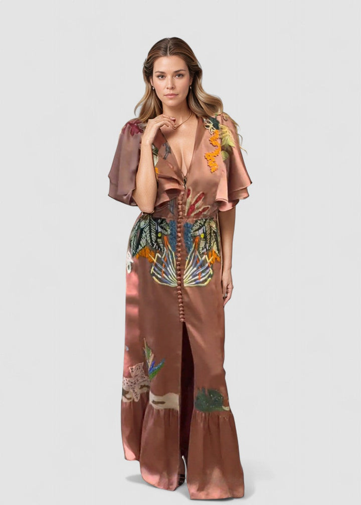 Zoe™ | Sukienka maxi boho haftowana