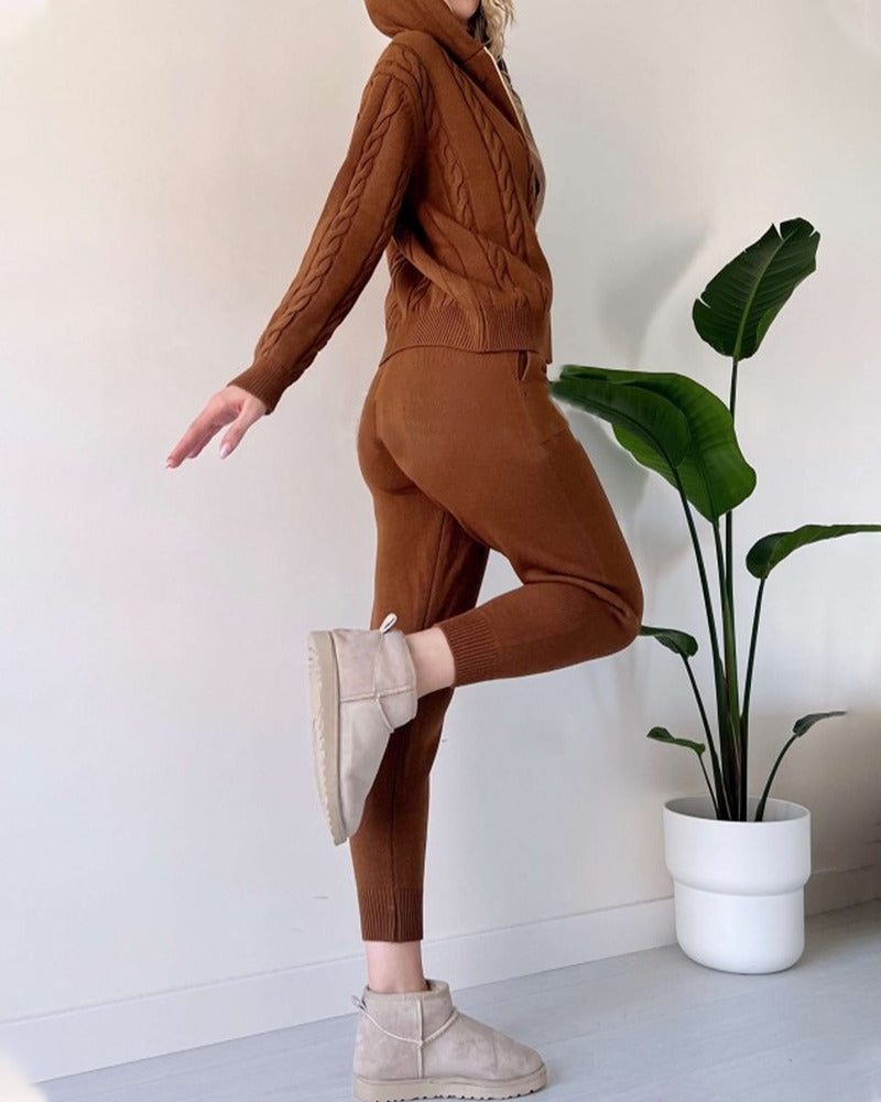 Ania - Zestaw casualowy z dwóch części z twistowanym żakardem