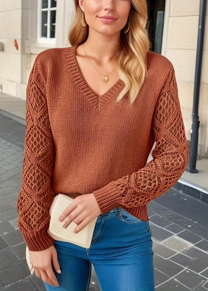 Sweter | Sweter Dzianinowy z Wycięciami