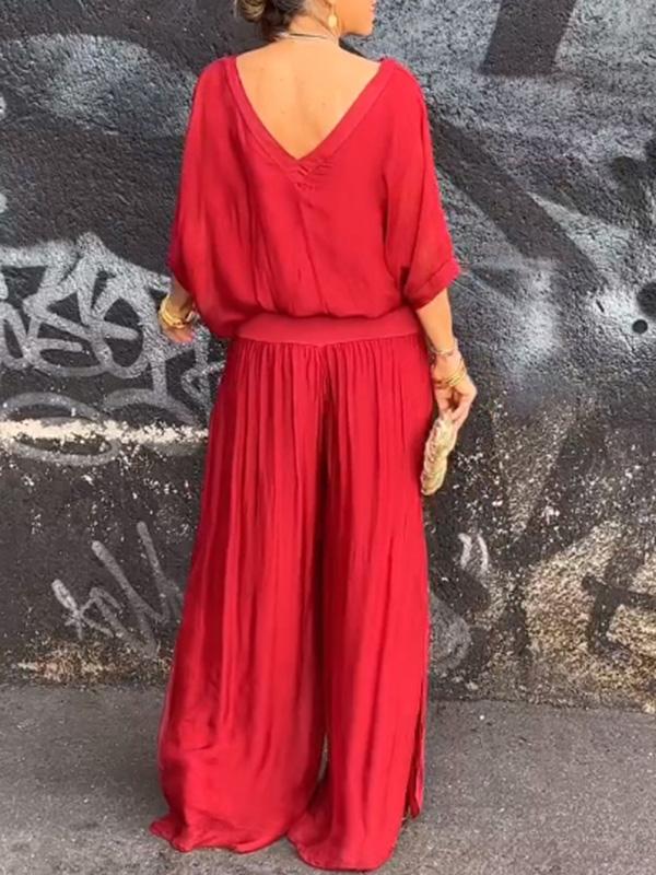ESMERALDA – ZESTAW DWUCZĘŚCIOWY Z ELEGANCKIMI SZEROKIMI SPODNIAMI Z CHIFFONU
