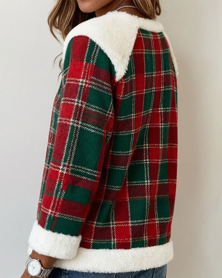 Maya | Bluza z Okrągłym Dekoltem i Wzorem Tkaniny