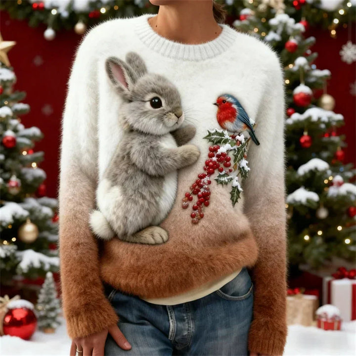 Holly | Pluszowy Sweter z Zajączkiem na Święta