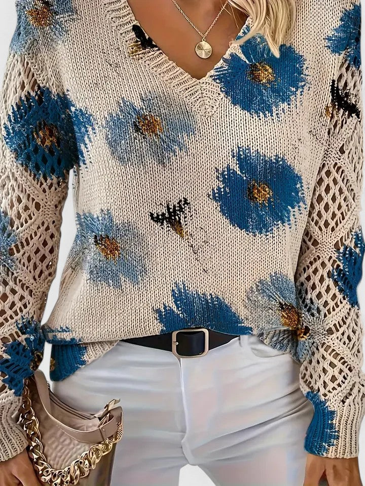 Nia | Elegancki Sweter Kwiatowy