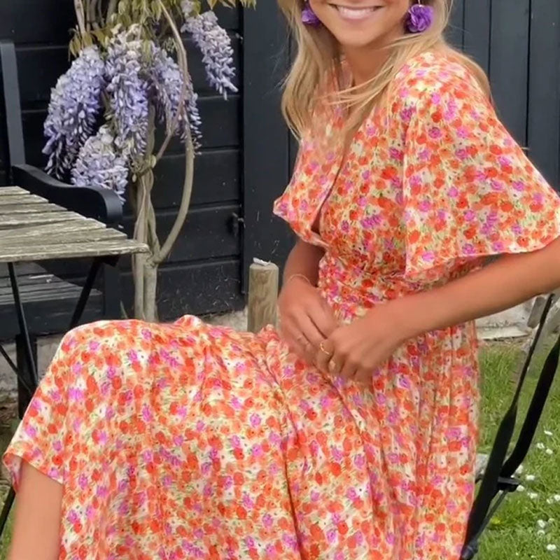 Seraphina™ | Sukienka maxi w kwiaty z falbanami