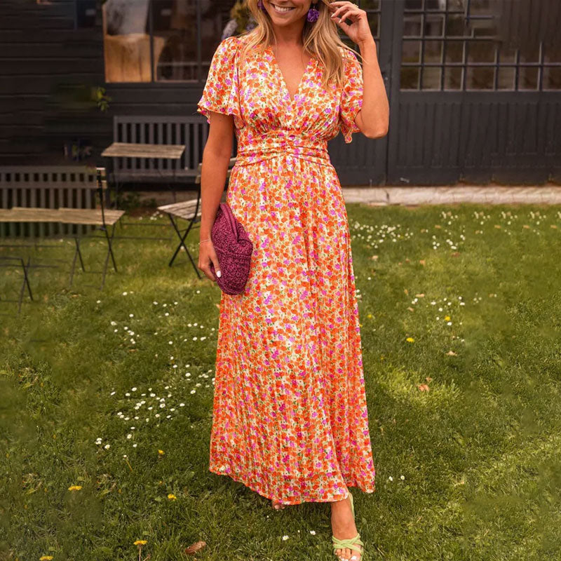 Seraphina™ | Sukienka maxi w kwiaty z falbanami